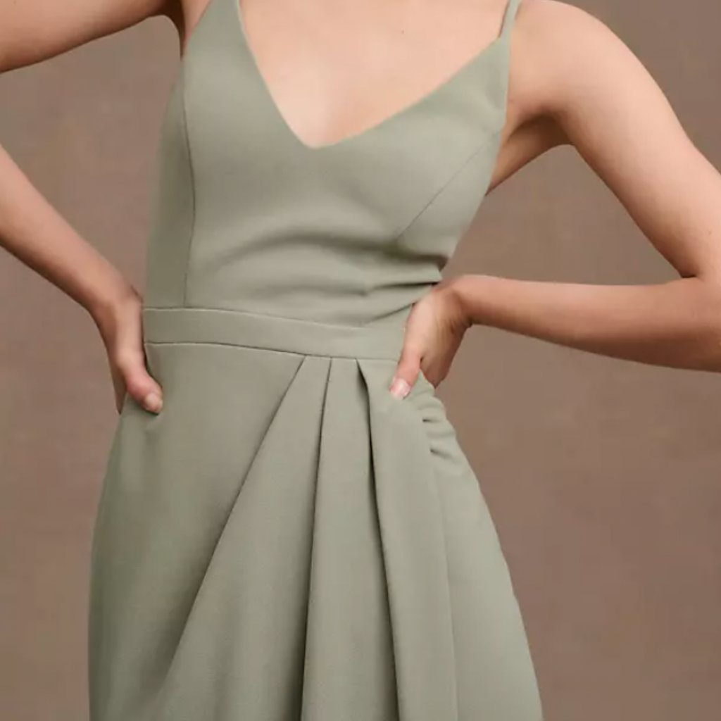 Bhldn Lyra V-Neck Faux-Wrap Crepe Midi Dress